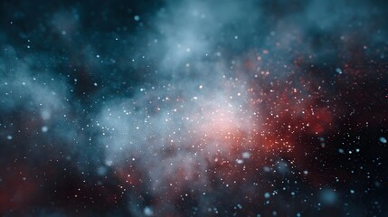 A vibrant cosmic nebula swirls with glowing dust particles and distant stars in deep space