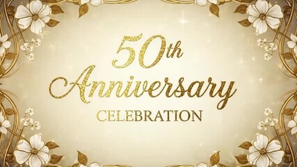 50th Wedding Anniversary Celebration with Floral Elegance and Sparkling Gold