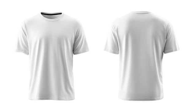 Two views simple white t-shirt, front and back