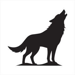 wolf howl black silhouette vector, wolf howl icon illustration