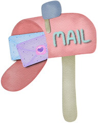 Envelope Heart Letters Love Key and Calendar for Valentine's Day February 14 Illustration