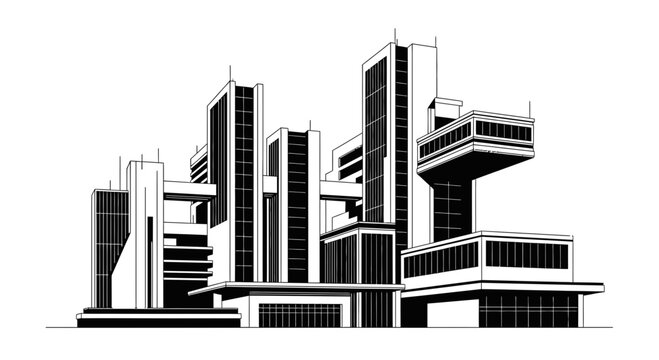 Modern architectural design showcases sleek skyscrapers and geometric forms, evoking progress and urban sophistication for dynamic business concepts.