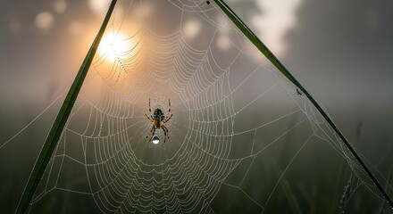 Spider on Morning Web