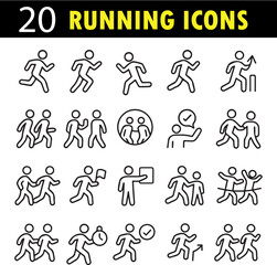 Running Vector Icon Set | Fitness Outline Collection for Sports, Exercise, and Health Concepts