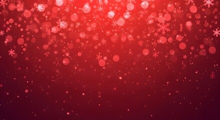 Abstract red christmas background with snowflakes and bokeh lights