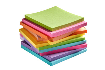 Stack of colorful, small square paper notes