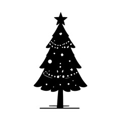 snowman and christmas tree solid black color icon