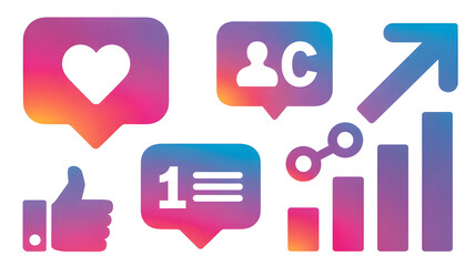 Fototapeta premium Boost engagement with dynamic social media icons and vibrant growth chart elements