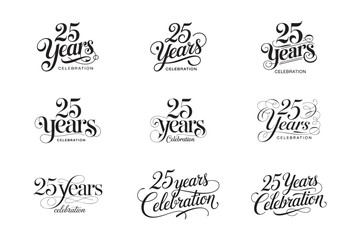 25 Years Celebration Decorative Classic Calligraphy Typography Vector Design