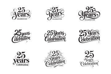 25 Years Celebration Decorative Classic Calligraphy Typography Vector Design