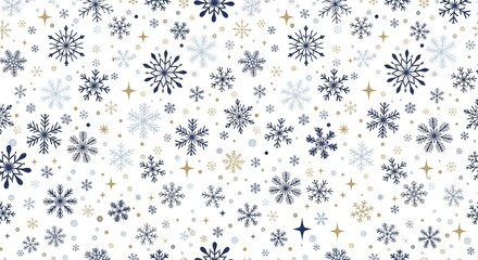 Seamless pattern of snowflakes on white background isolated