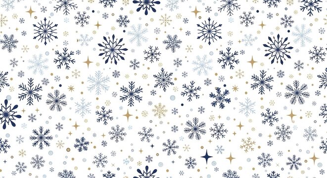 Seamless pattern of snowflakes on white background isolated