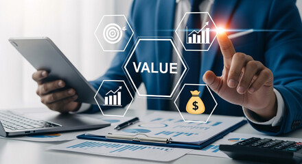 Business Professional Uses Tablet for Data Analysis