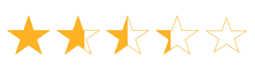 Gold Vector Star Rating Icon, Five-Star Review Assessment System for Website and App UI/UX Design.