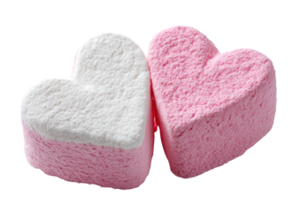 Hearts, pink and white marshmallows on black