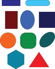 Vector set of colourful geometric shapes in trendy style stickers. 