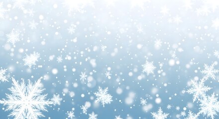 Falling snowflakes on a light blue background, winter is coming