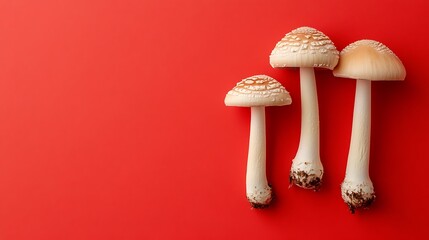 Slippery jack mushrooms on red background