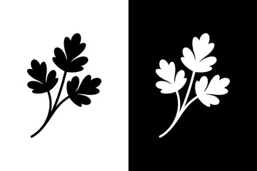 Black and White Coriander Icon. Cilantro Silhouette Vector for Healthy Food and Organic Design Concepts