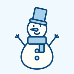 Blue icon of an snowman