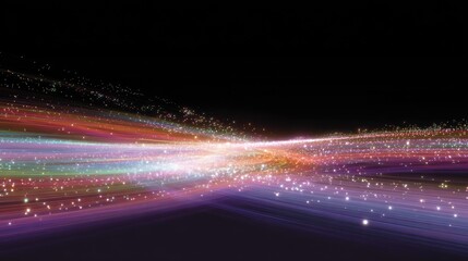 Ethereal Light Trails in Cosmic Space with Colorful Rays and Twinkling Stars Depicting a Dreamlike Journey Through the Universe