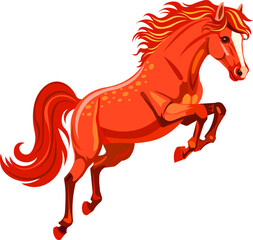 the red horse gallops quickly