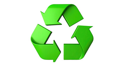 Obraz premium 3D recycle symbol made of glossy light green arrows arranged in a triangular cycle against a solid black background