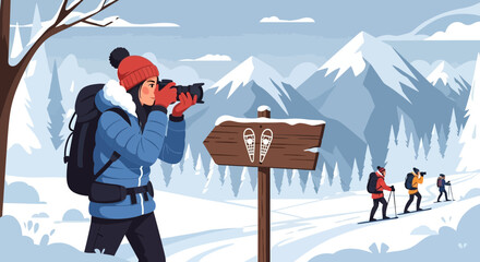 Capturing alpine beauty: A winter photography expedition in snowy mountains