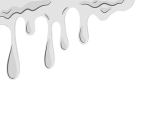 White Liquid Drip or Melt on Transparent or White Background