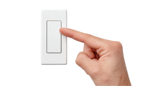 Turning on Light Switch: Energy Conservation Concept