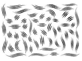 Collection of black scratch marks and claw marks