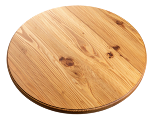 Round tabletop, light wood grain, knots