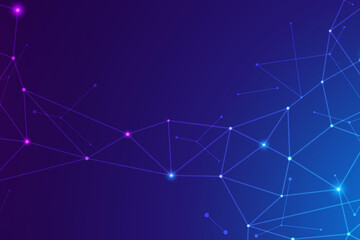 Futuristic Blue Network Connection, Abstract Digital Technology Background.