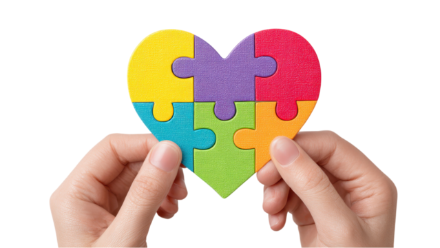 Heart Shaped Puzzle in Hands, Love and Connection Concept