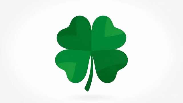 Green four leaf clover illustration on white background