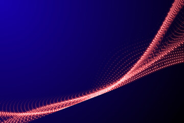 Abstract Red Wavy Lines on Dark Blue Background, Abstract Technology Background.