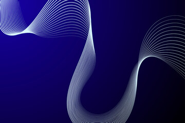 Abstract White Wavy Lines on Dark Blue Background, Abstract Technology Background.