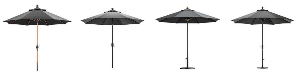 Black Outdoor Patio Umbrellas on White Background