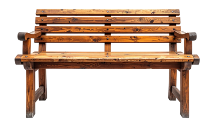 Wood park bench. Warm tones, dark background