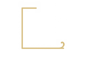 Elegant golden decorative corner element creating minimalist border design with transparent background