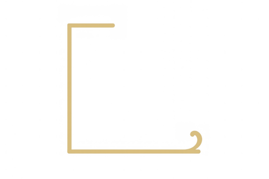 Elegant golden decorative corner element creating minimalist border design with transparent background