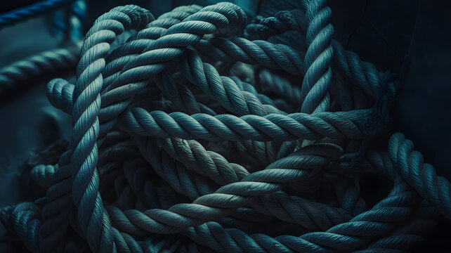 Thick nautical rope tied in a knot