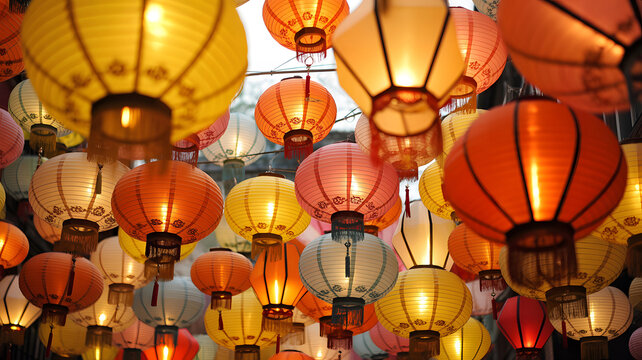 Vibrant chinese lanterns illuminate festive celebration