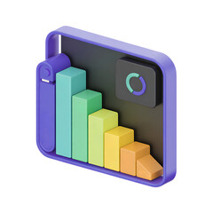 3d graph chart icon representing data analysis and finance trends