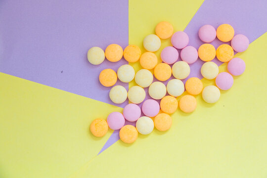 Candy on the colorful background