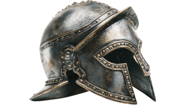 old helmet on white background