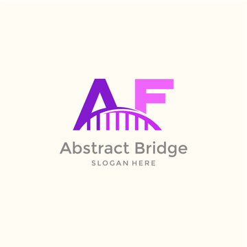 design logo letter AF Bridge vector template