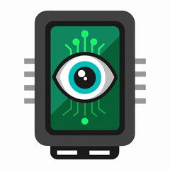 A futuristic innovative digital biometric eye print scanner vector art illustration