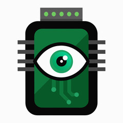 A futuristic innovative digital biometric eye print scanner vector art illustration