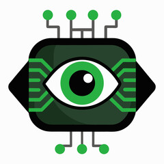 A futuristic innovative digital biometric eye print scanner vector art illustration